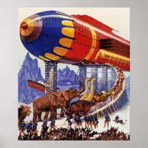 Vintage Science Fiction Noah's Ark Wild Animals Poster