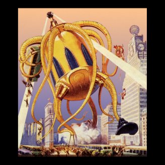 Vintage Science Fiction Octopus Alien Invasion Print