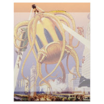 Vintage Science Fiction Octopus Alien Invasion War Letterhead
