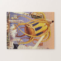 Vintage Science Fiction Octopus Alien Invasion War Puzzle