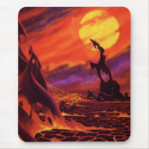 Vintage Science Fiction Red Lava Volcano Planet Mousepad