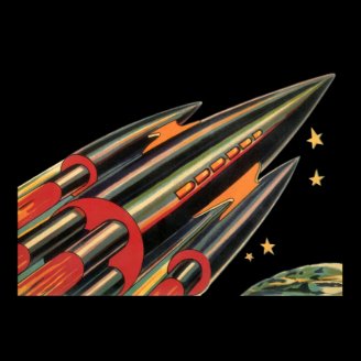Vintage Science Fiction Rocket Ship in Outer Space Posters