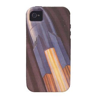Vintage Science Fiction Rocket Ship in Space Case For The iPhone 4