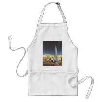 Vintage Science Fiction Rocket Ship on a Planet Aprons
