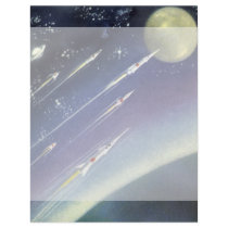 Vintage Science Fiction Rockets Flying in Space Letterhead