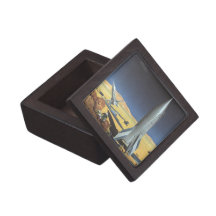 Vintage Science Fiction Rockets on Desert Planet Premium Keepsake Boxes