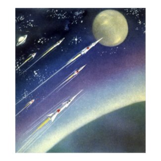 Vintage Science Fiction Rockets Outer Space Moon Posters