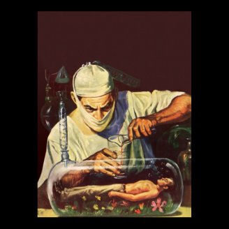 Vintage Science Fiction Scientist in Laboratory Posters