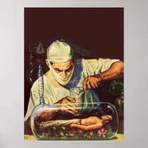 Vintage Science Fiction Scientist in Laboratory Posters