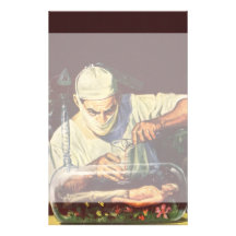 Vintage Science Fiction Scientist in Laboratory Custom Stationery