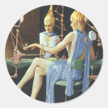 Vintage Science Fiction Spa Beauty Salon Manicures Round Sticker