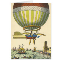 Vintage Science Fiction Steampunk Hot Air Balloon Card