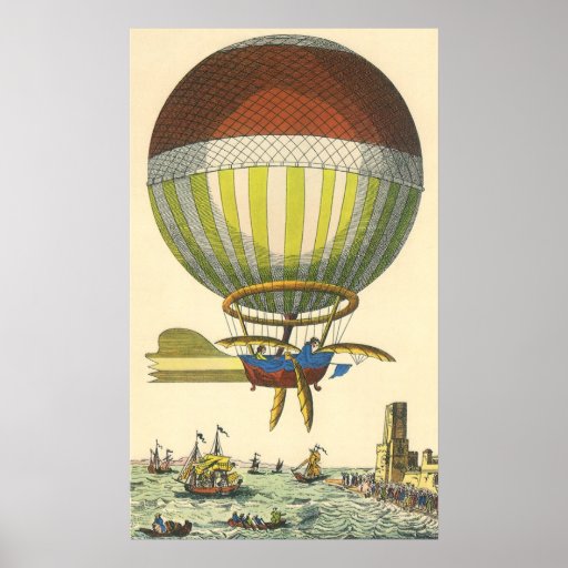 Vintage Science Fiction Steampunk Hot Air Balloon Poster