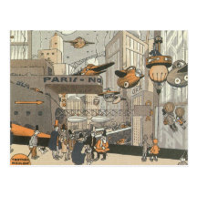 Vintage Science Fiction Steampunk Urban Paris Post Cards