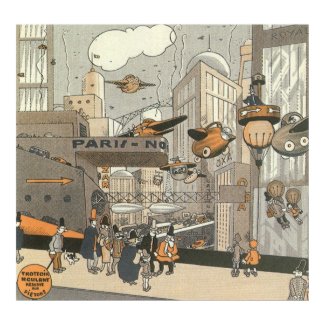 Vintage Science Fiction Steampunk Urban Paris Poster