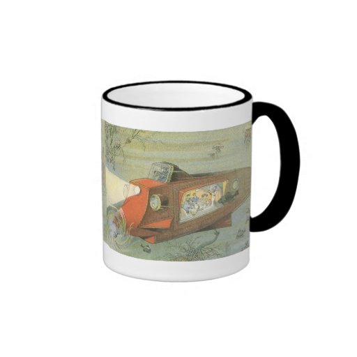 Vintage Science Fiction Submarine Under the Ocean Coffee Mugs
