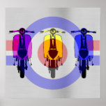 Vintage scooter pop art metallic style poster