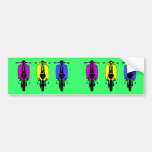 Vintage scooter pop art style bumper stickers