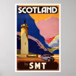 Vintage Scottish Bus Travel Poster