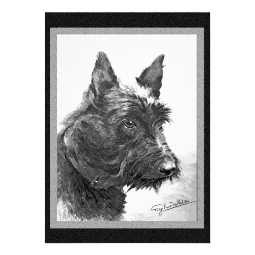 Vintage Scottish Terrier art Custom Announcements