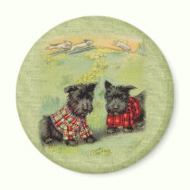 Vintage Scottish Terrier Round Magnet