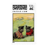 Vintage Scotty Dogs in Tartan Plaid postage