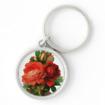 Vintage scrapbook roses keychain keychains