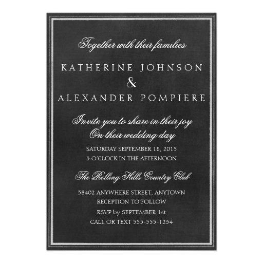 Vintage Scroll Engraving Chalkboard Wedding Invite