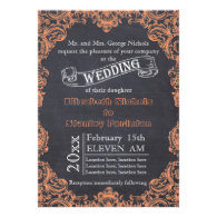 Vintage scroll leaf frame and chalkboard wedding invites