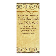 Vintage Scroll Rustic Country Camo Wedding Program Personalized Rack Card
