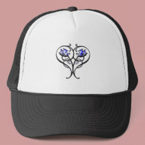 Vintage Scrolling Flowers Blue hats