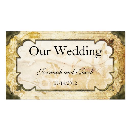 Vintage Scrolls Steampunk Wedding Website Card Business Card Template (front side)