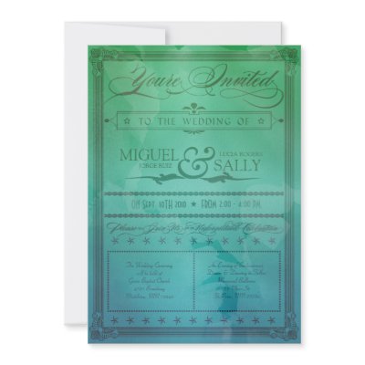 Vintage Poster Wedding Invitations on Vintage Sea Green Blue Diy Wedding Invitation By Foreverwedding