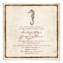 Vintage Sea Horse Beach Wedding Invitation