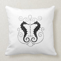 Vintage Sea Horses Throw Pillow