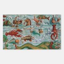 Vintage Sea Monsters Rectangle Sticker
