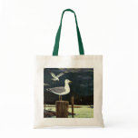 Vintage Seagull Perched on a Pier bags