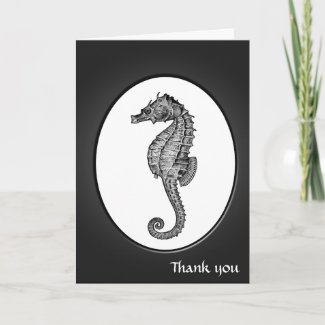 Vintage Seahorse art Greeting Cards