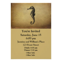 Vintage Seahorse Illustration Cards
