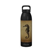 Vintage Seahorse Illustration Drinking Bottles