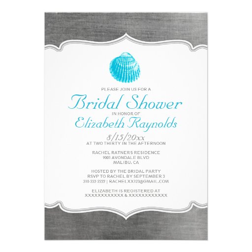 Vintage Seashells Destination Bridal Shower Invite