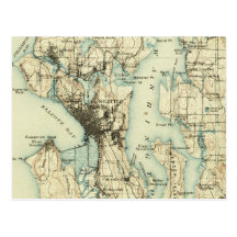 Vintage Seattle Map Post Card