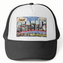 Vintage Seattle Postcard Trucker Hats