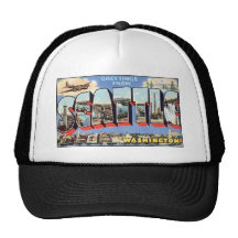 Vintage Seattle Postcard Trucker Hats