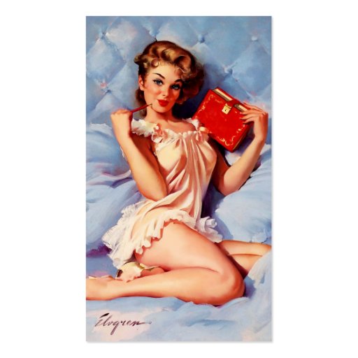 Vintage Secret Diary Gil Elvgren Pin Up Girl Business Card Template (front side)