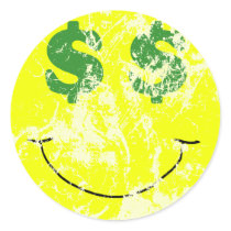 Vintage Seeing Green Smiley Sticker stickers