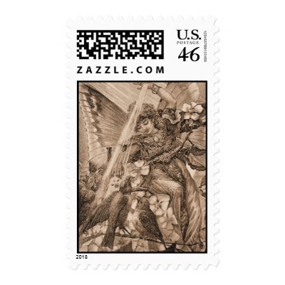 Vintage Sepia Angel Fairy Postage Stamps by angela65