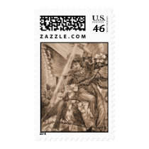 Vintage Sepia Angel Fairy Postage Stamps
