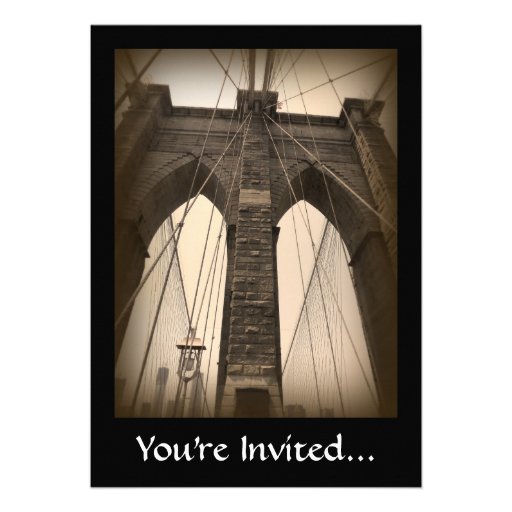 Vintage Sepia Brooklyn Bridge Custom Invites