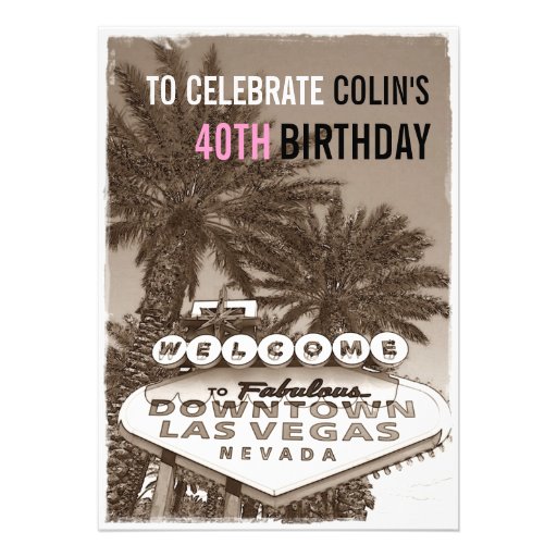 Vintage Sepia Las Vegas Birthday Party Invitation